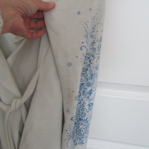 LUCKY BRAND Sweater /  Jacket / Cardigan ,  Wrap Belted Jersey Cotton Light Blue - Picture 3 of 9